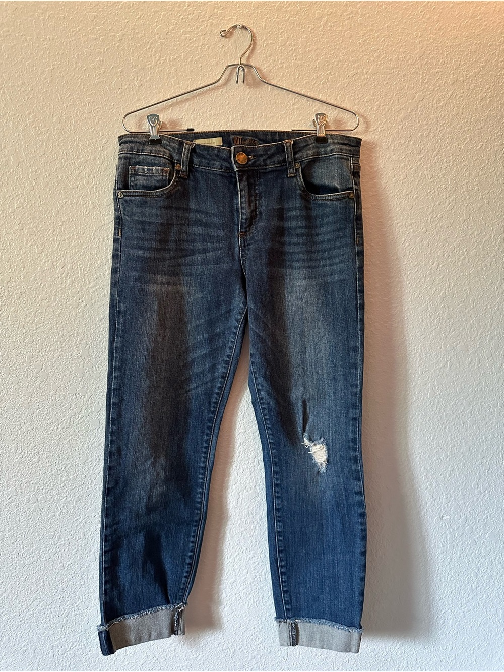 Kut from the Kloth // Dark wash Ankle Straight Leg Jeans with Rolled Hem